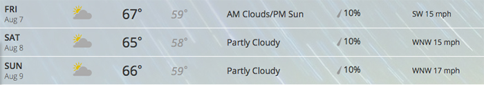 The weather forecast for the festival days