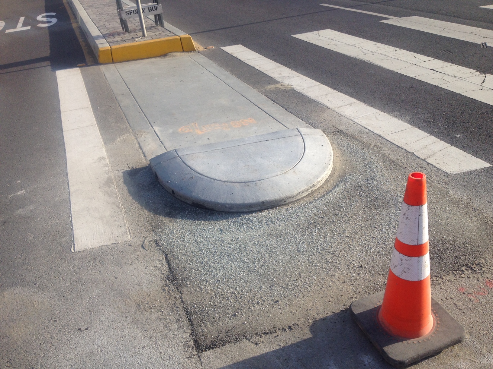 The kinder, gentler median installed by SFMTA at Great Highway and Balboa