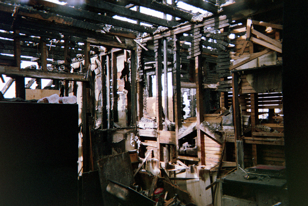 The back end of Patricia's apartment, destroyed by fire