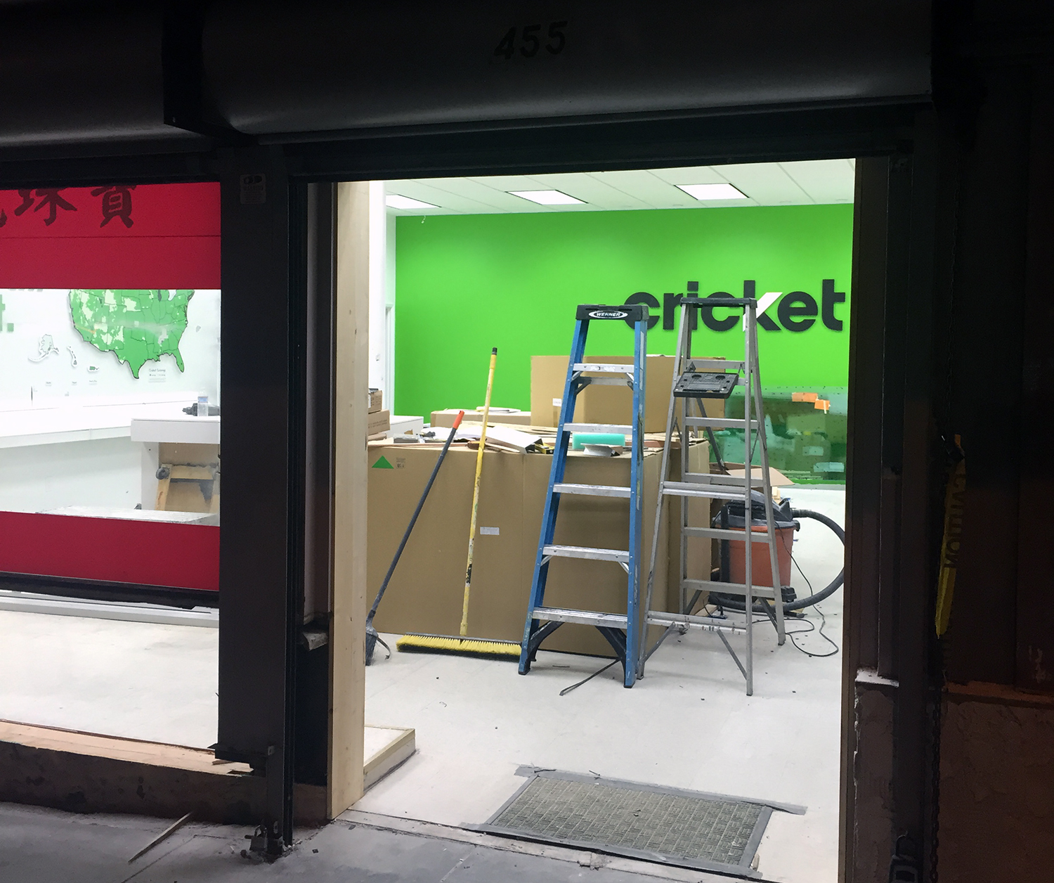 The Cricket Wireless remodel underway at 455 Clement