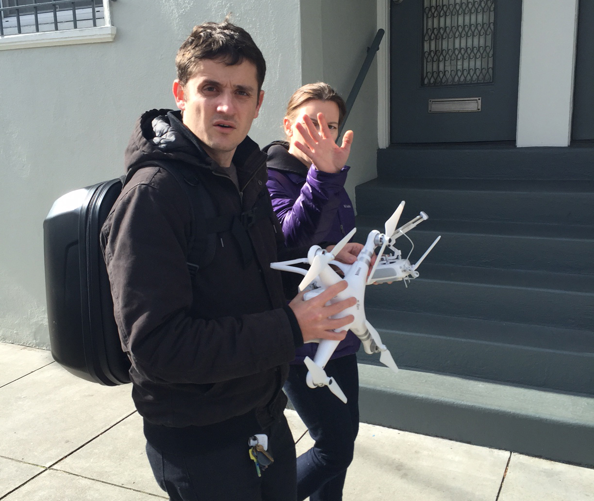 The camera-shy pilots whose drone crashed at the Clement St Farmer's Market on Sunday