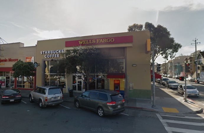 The Wells Fargo Bank on the corner of Geary and 19th Avenue