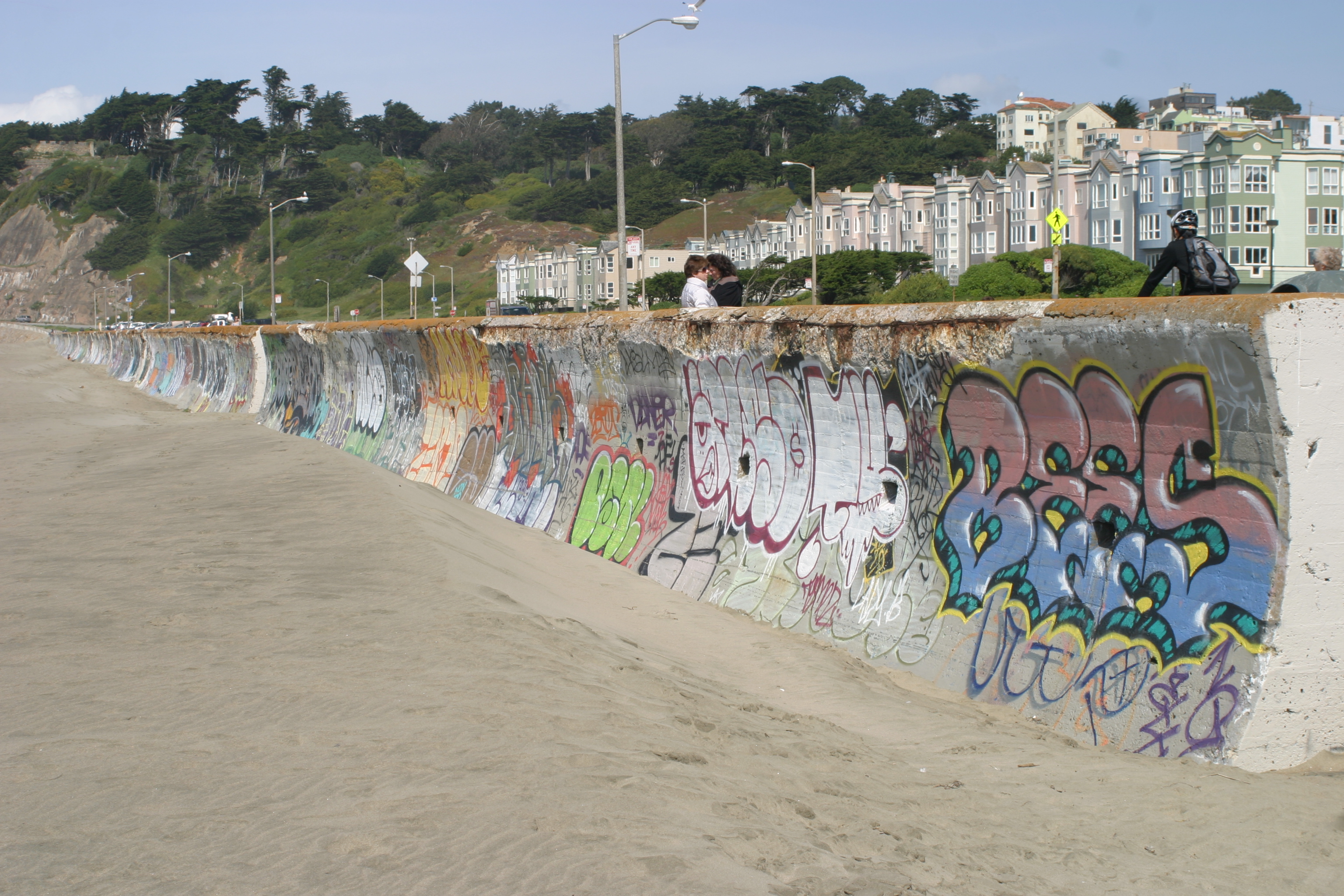Graffiti on the sea wall at Ocean Beach. Photo by Cement Gallery
