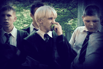 A google search of "green apple harry potter" resulted in this. Dastardly Draco Malfoy!