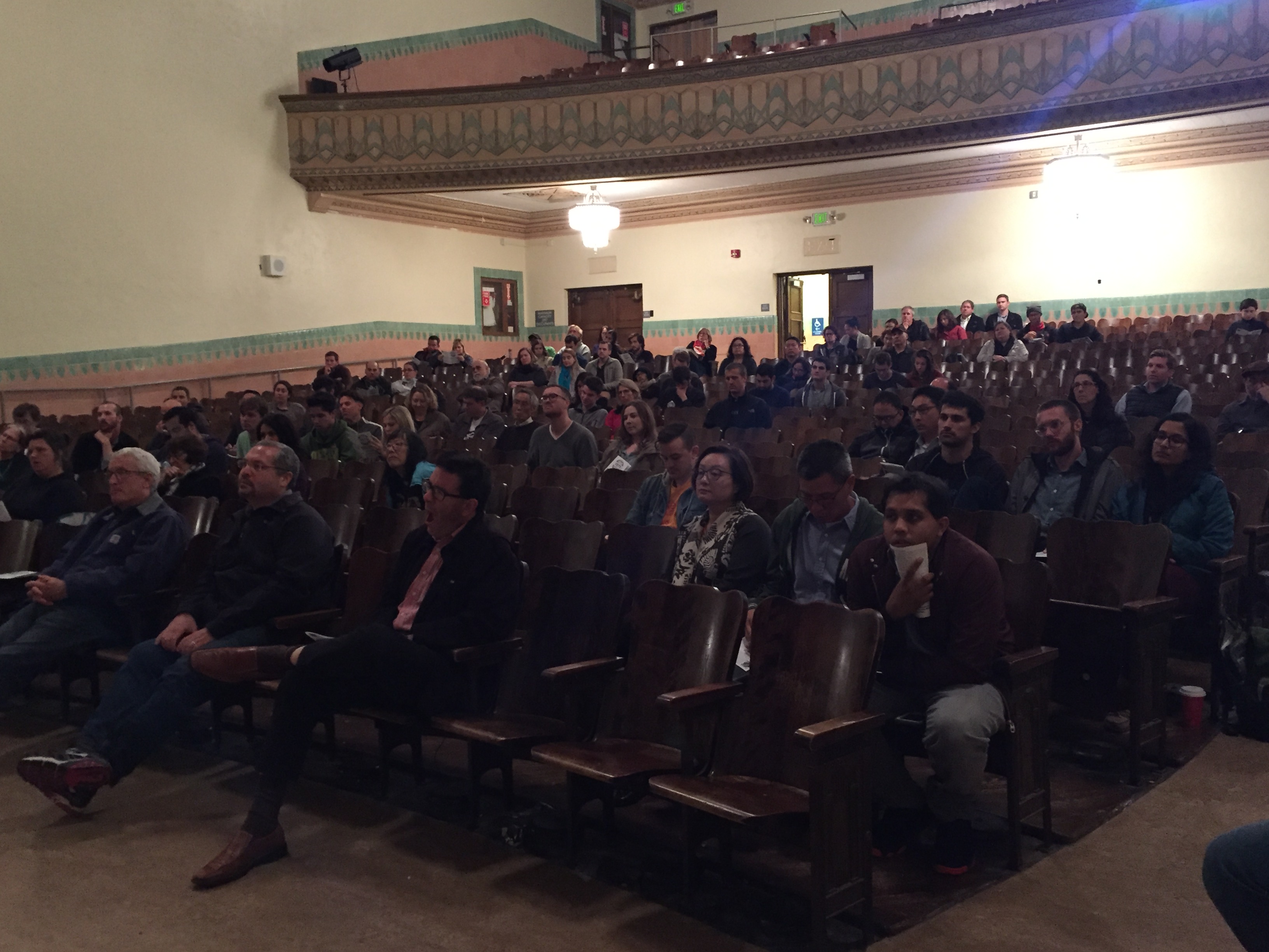 The audience at Wednesday night's debate, held in the auditorium of Presidio Middle School