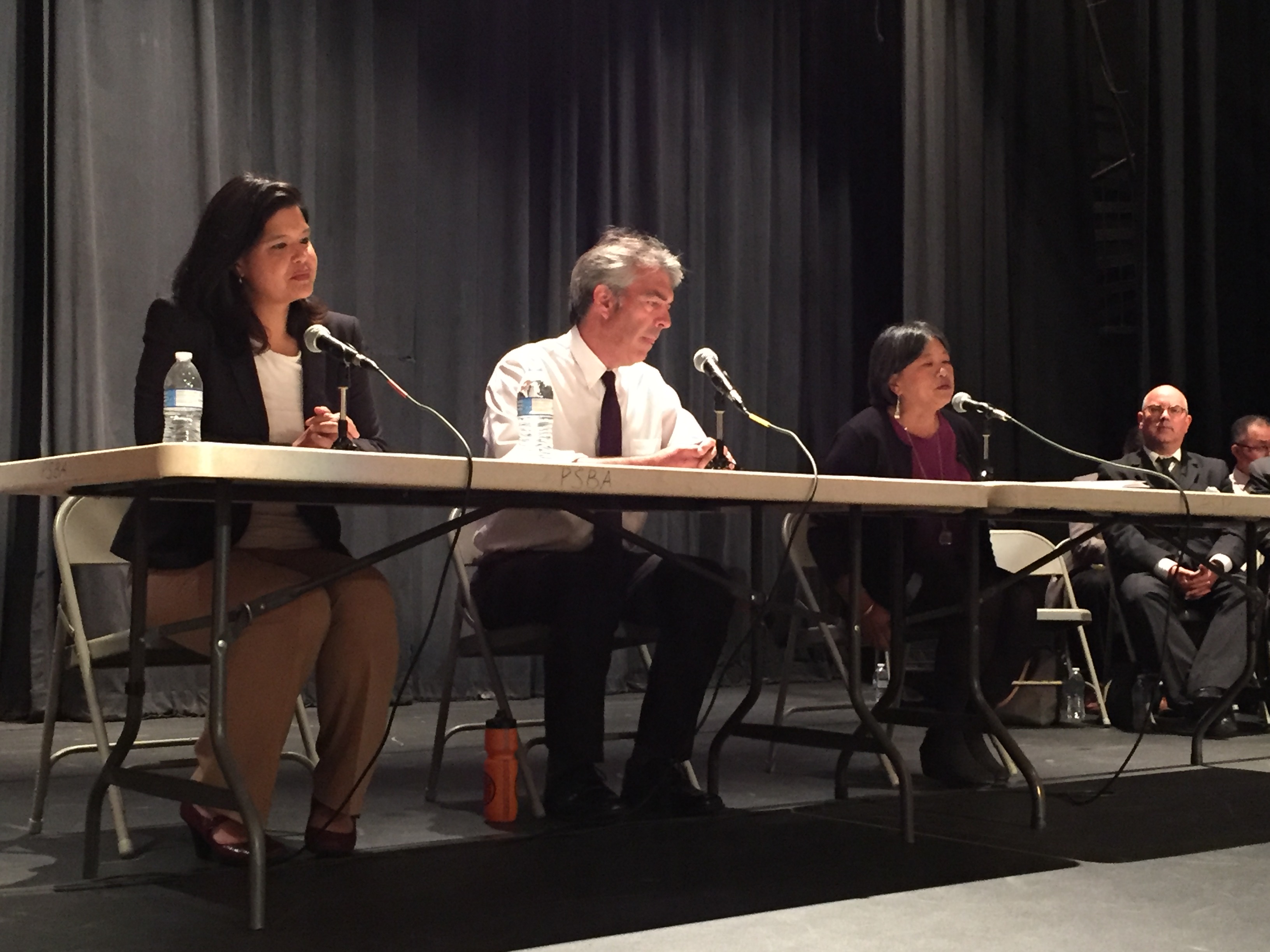 District 1 Supervisor candidates tackle the issue of housing at Wednesday night's debate. L to R: Marjan Philhour, Andy Thornley and Sandra Fewer